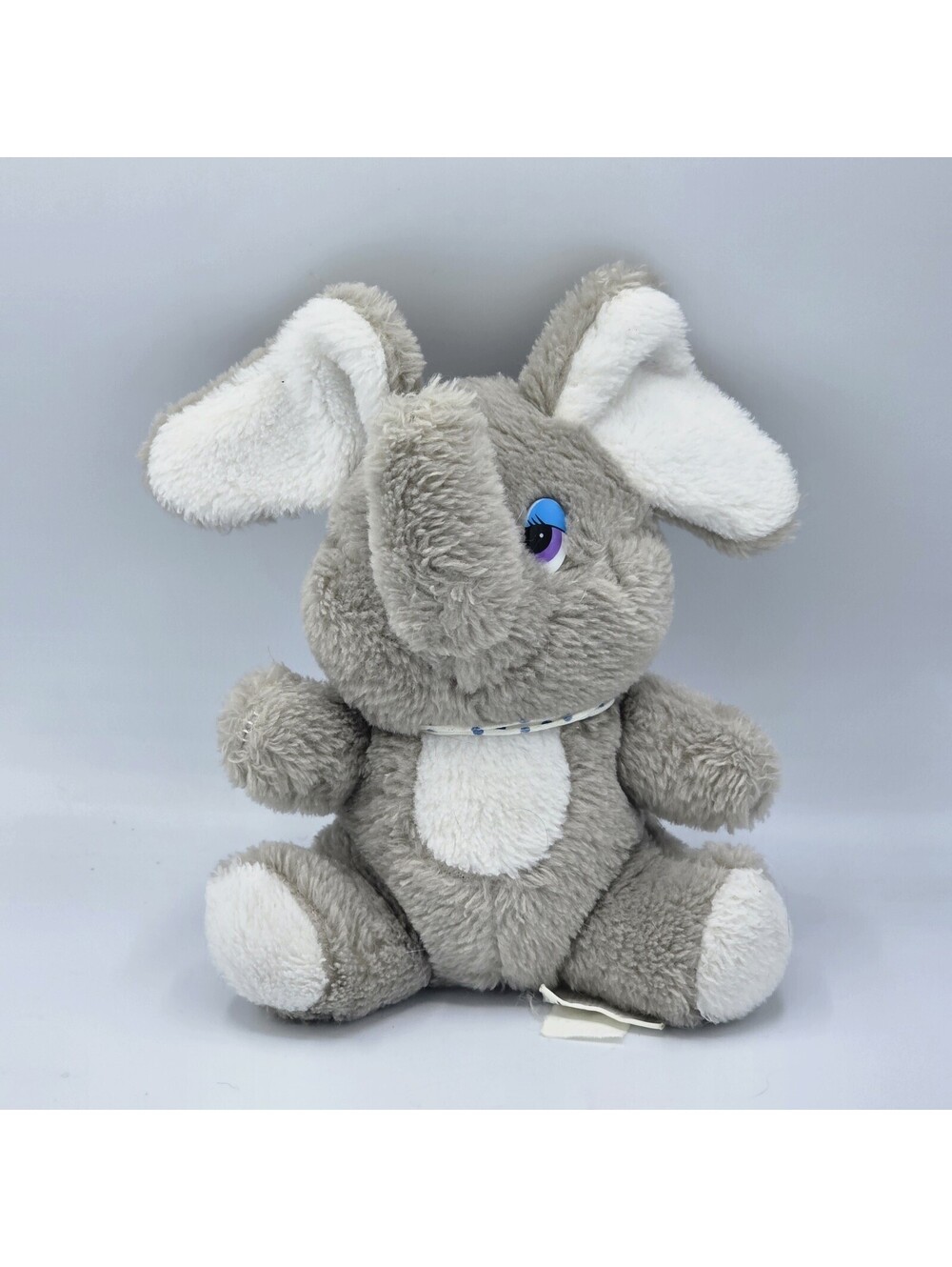 Vintage Best Made Toys Limited Gray Elephant Plush Blue Eyes Ribbon